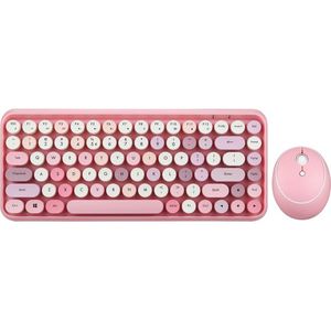 Perixx Periduo 713 draadloos compact roze toetsenbord en muis 2in1 desktop set - Pastelroze - Retro toetsenbord - 2.4ghz (2023 v)