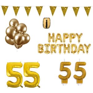 55 jaar Verjaardag Versiering Pakket Goud