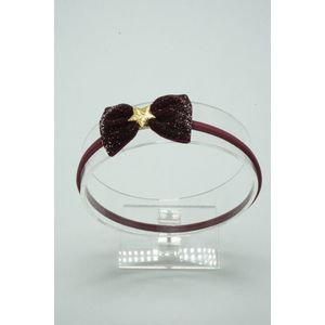 Kerst nylon haarband met strik - Kleur Bordeaux Rood - Haarstrik – Kerst strik - Glitter haarstrik – Haarstrik met ster  - Bows and Flowers