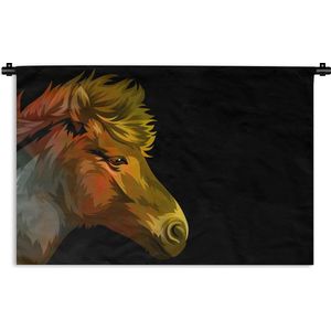 Wandkleed - Wanddoek - Paard - Geel - Zwart - Meisjes - Kinderen - Meiden - 150x100 cm - Wandtapijt
