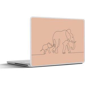 Laptop sticker - 11.6 inch - Olifant - Minimalisme - Bruin - 30x21cm - Laptopstickers - Laptop skin - Cover