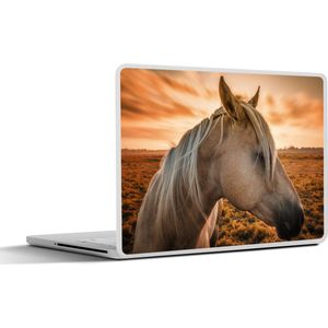 Laptop sticker - 13.3 inch - Paard - Zon - Oranje - 31x22,5cm - Laptopstickers - Laptop skin - Cover