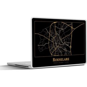 Laptop sticker - 11.6 inch - Kaart - Roeselare - Simpel - Goud - Zwart - 30x21cm - Laptopstickers - Laptop skin - Cover