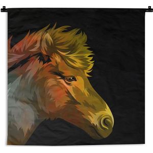 Wandkleed - Wanddoek - Paard - Geel - Rood - Meisjes - Kinderen - Meiden - 150x150 cm - Wandtapijt