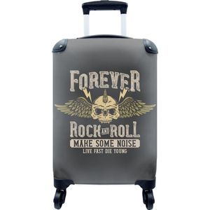 MuchoWow® Koffer - Vintage - Spreuken - Quotes - 'Forever rock and roll make some noise live fast die young' - Past binnen 55x40x20 cm en 55x35x25 cm - Handbagage - Trolley - Cabin Size - Print
