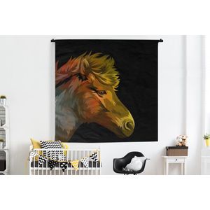 Wandkleed - Wanddoek - Paard - Geel - Rood - Meisjes - Kinderen - Meiden - 180x180 cm - Wandtapijt