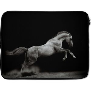 Laptophoes 17 inch - Paard - Zand - Zwart - Laptop sleeve - Binnenmaat 42,5x30 cm - Zwarte achterkant