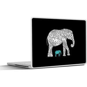 Laptop sticker - 14 inch - Olifant - Bloemen - Planten - 32x5x23x5cm - Laptopstickers - Laptop skin - Cover