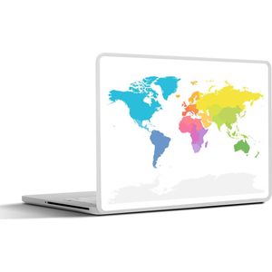 Laptop sticker - 12.3 inch - Wereldkaart - Regenboog - Wit - 30x22cm - Laptopstickers - Laptop skin - Cover