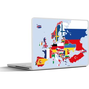 Laptop sticker - 14 inch - Kaart - Europa - Vlag - 32x5x23x5cm - Laptopstickers - Laptop skin - Cover
