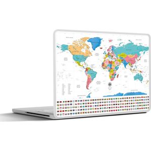 Laptop sticker - 13.3 inch - Wereldkaart - Kleuren - Vlag - 31x22,5cm - Laptopstickers - Laptop skin - Cover