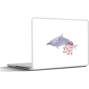 Laptop sticker - 12.3 inch - Dolfijn - Planten - Zee - Aquarel - 30x22cm - Laptopstickers - Laptop skin - Cover