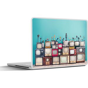 Laptop sticker - 15.6 inch - Televisie - Microfoon - Vintage - 36x27,5cm - Laptopstickers - Laptop skin - Cover