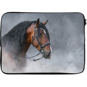 Laptophoes 14 inch - Paard - Rook - Zwart - Laptop sleeve - Binnenmaat 34x23,5 cm - Zwarte achterkant