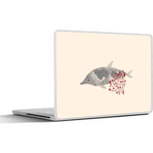 Laptop sticker - 11.6 inch - Dolfijn - Planten - Waterverf - 30x21cm - Laptopstickers - Laptop skin - Cover