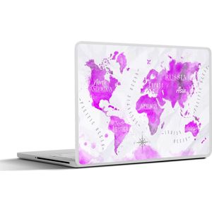 Laptop sticker - 11.6 inch - Wereldkaart - Roze - Olieverf - 30x21cm - Laptopstickers - Laptop skin - Cover