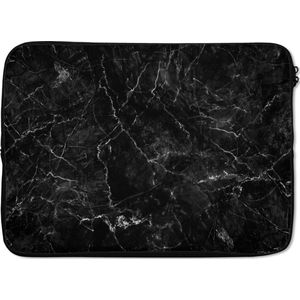 Laptophoes 13 inch - Marmer print - Keramiek - Lijn - Laptop sleeve - Binnenmaat 32x22,5 cm - Zwarte achterkant