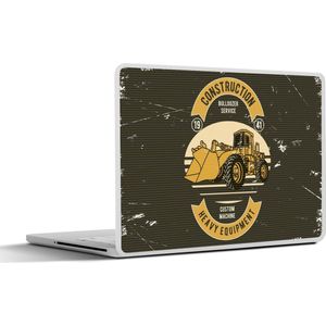 Laptop sticker - 15.6 inch - Bulldozer - Geel - Tekening - Retro - 36x27,5cm - Laptopstickers - Laptop skin - Cover