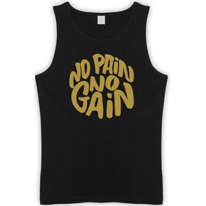 Zwarte Tanktop met "" No Pain No gain “ print Goud size S