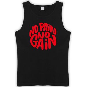 Zwarte Tanktop met "" No Pain No gain “ print Rood size XL