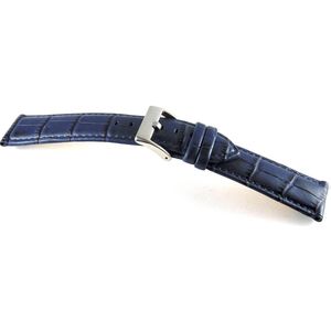 Horlogeband-diloy superior-24mm-echt leer-blauw gevuld croco 24 mm