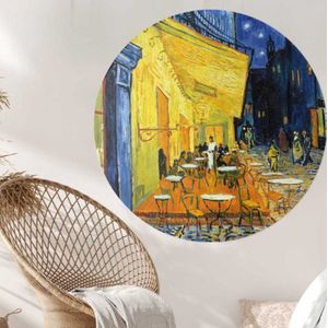 Behangcirkel 125cm Cafeterras bij nacht, Vincent van Gogh - Wallz