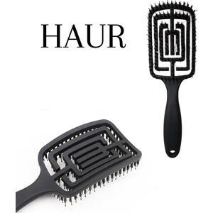 Haarborstel Zwart met zwijnhaar & Nylon - Cyber Monday - Cadeautip