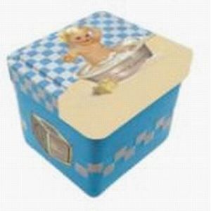 Metalen blik vierkant voor zeep Bébé bleu - Vintage voorraadblik - Franse handzeep - Marseille zeep Marseillezeep