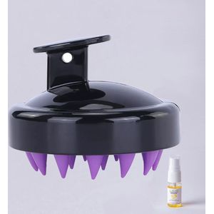 Aurgan Scalp Massager -Massagekam - hoofdhuid massage - shampookam - paars/zwart - inclusief 10 ml arganolie