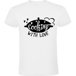 Cooking with love Heren t-shirt | restaurant | kok | koken | liefde | grappig | cadeau | Wit