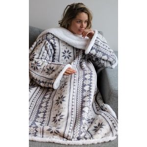 Cosas - Snuggle - Hoodie deken - Fleece deken - Plaid met mouwen - Wit - 180x130cm