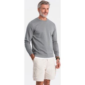 Ombre - Heren Sweater - Grijs Beige - Normalfit - Zachte Stof