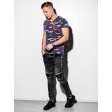 Ombre - Heren T-shirt - Blauw - Camouflage - Normal Fit