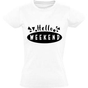 Hello Weekend Dames t-shirt | vrijdag | zaterdag | zondag | hallo weekend | Wit