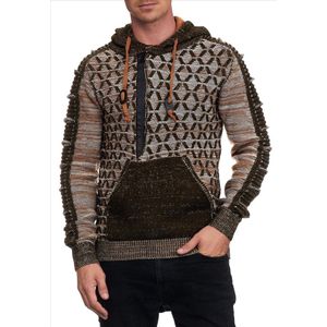 RustyNeal - Heren Hoodie Trui - Kakicamel - Modernfit - Capuchon