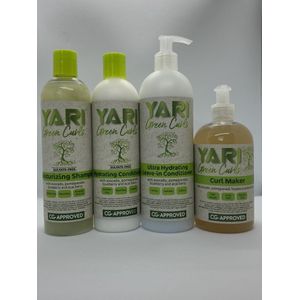 Yari Green Curls. Shampoo, conditioner, ultra leave in, curlmaker, cg methode