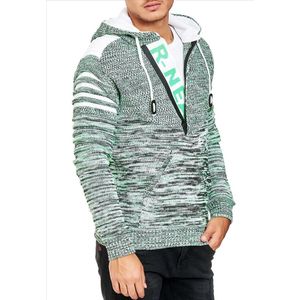 RustyNeal - Heren Hoodie Trui - Neongroen - Modernfit - Capuchon