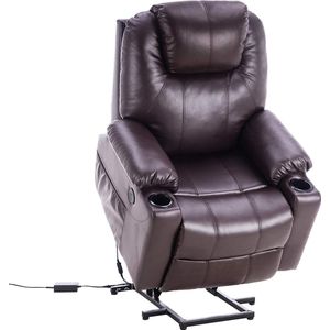 Monkey's Elektrische Massagestoel - Massagestoel - Kunstleer - Relax stoel - Chill stoel - Bruin - Tv stoel - Sta Op Functie - Warmtefunctie - Lig en trilfunctie - 85 x 94 x 100 cm