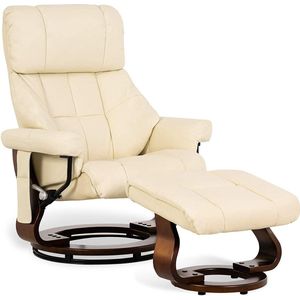 Monkey's Massagestoel - Kunstlederen - Massagestoel - Relax stoel - Chill stoel - Creme - Tv stoel - 360 Graden Draaibaar - Inclusief Hocker - ‎90 x 86 x 110 cm
