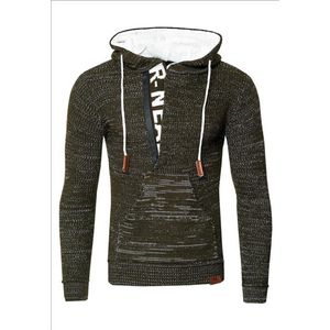 RustyNeal - Heren Hoodie Trui - Zwartwit - Modernfit - Capuchon