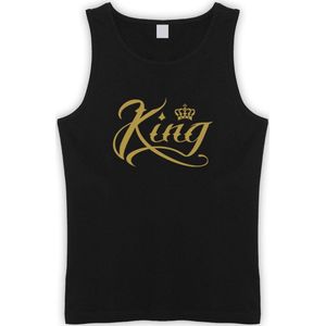 Zwarte Tanktop met  "" King "" print Goud size M