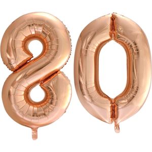 Folieballon 80 jaar Rose Goud 66cm