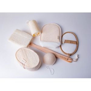 Aurgan Loofah Douchepakket 6 in 1 - rugborstel - washand - spons - natuurlijke doucheset - duurzame set - moederdag cadeau