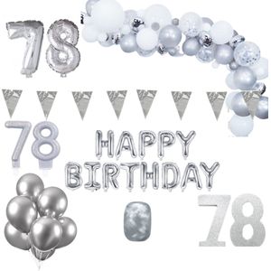 78 jaar Verjaardag Versiering Pakket Zilver XL