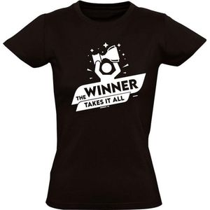 The winner takes it all Dames t-shirt | winaar | geslaagd | grappig | cadeau | Zwart