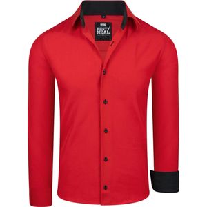 ItalianStyle - Herenoverhemd - Rood - Katoen - Slimfitmodel
