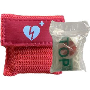 Kiss of life - Ademhalingsmasker - Beademingsdoekje - Gezichtsbeschermer - Sleutelhanger met ring - Rood