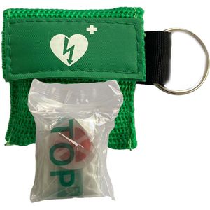 Kiss of life - Ademhalingsmasker - Beademingsdoekje - Gezichtsbeschermer - Sleutelhanger - Groen