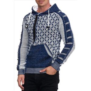 RustyNeal - Heren Hoodie Trui - Petrolwit - Modernfit - Capuchon