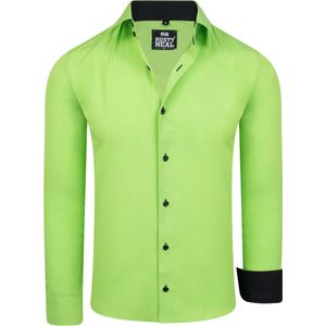 ItalianStyle - Herenoverhemd - Groen - Katoen - Slim-fit Model